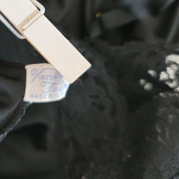 Vanity Fair Nylon Slip Black Size 34 Nightie Chemise Lace Adj Tricot USA VTG - Picture 8 of 9